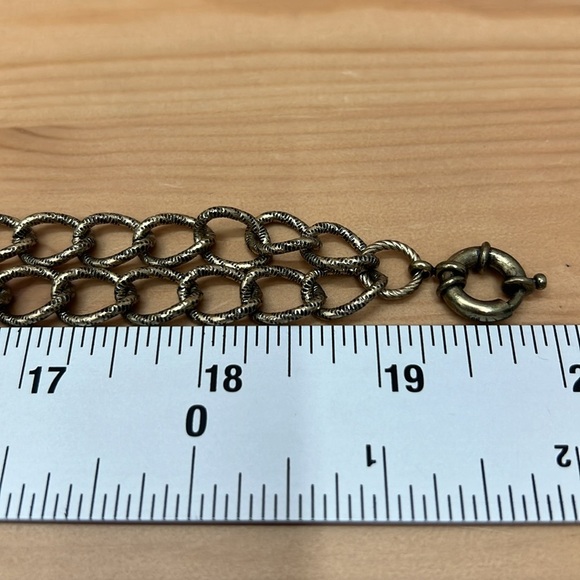 Necklace w/Matching Earrings Antiqued Gold Tone 20” Long Bracelet 7” Beautiful - Picture 5 of 5